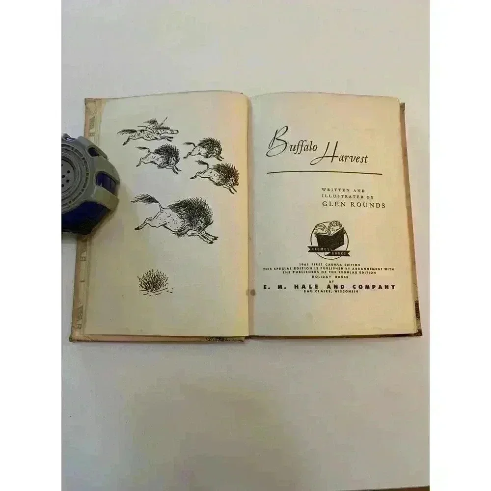 Vintage 1961 Buffalo Harvest Book First Cadmus Edition By Glen Rounds Special Ed
